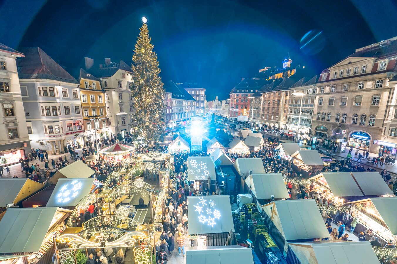 Christmas tree at Hauptplatz main square Events in Graz